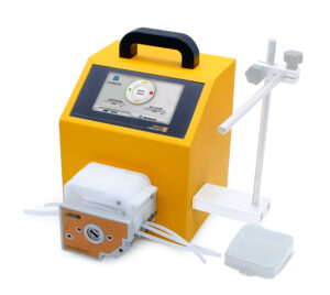 IPS-P21 Variable Speed Peristaltic Pump angled view showing pump head and tubing setup